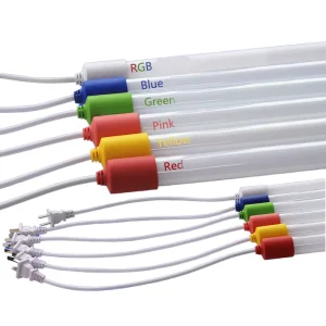 T8 RGB LED Tube Light AC165 265V US EU Plug ABS Material IP33 Rated Dimmable for Warehouse Use