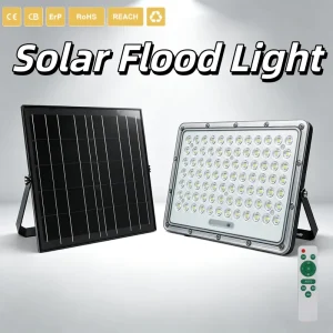 TE018 Aluminum Solar Flood Light Outdoor Waterproof IP65 Remote Control High Brightness for Garden Yard Landscape