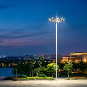 TIANHUANG Hot Dip Galvanized Polygonal High Mast Steel Light Pole 18 50m Easy Installation Outdoor Stadiums Airports