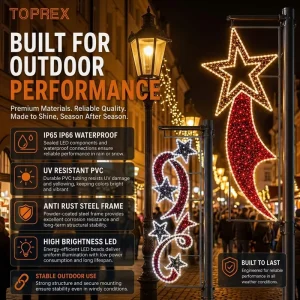 TOPREX Lamp Post Decoration Public Avenue Festive Bow Silhouette Robust Metal Structure Commercial Grade Standard Long Lifespan