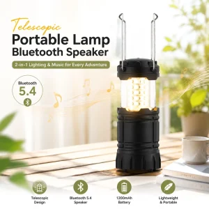Telescopic LED Lantern Bluetooth Speaker 2-in-1 Outdoor Camping Light