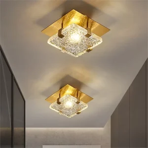 Textured Glass Square Surface-Mounted IP44 LED Outdoor Ceiling Light for Entryway, Hallway, Corridor, Balcony