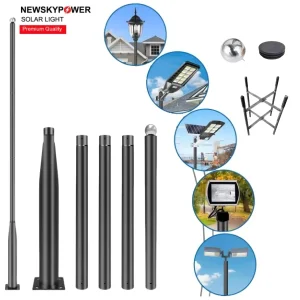 Top Diameter 76mm Detachable Q235 Steel Cold Galvanized Street Light Pole 2.5m 3m 4m 6m With Ground Cage