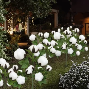 Toprex Decor’s New Solar Panel LED Artificial Cotton Bloom Flower Light IP65 Outdoor Home Garden Landscaping Christmas
