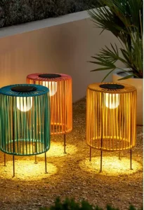 Traditional Hand-Wove Outdoor Garden Led Solar Lights Courtyard Floor Lamp
