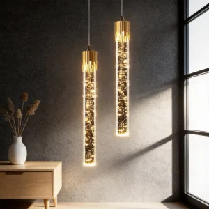 Tube-Shaped LED Glass Pendant Chandelier AC Powered for Outdoor Wedding Party Restaurant Bar Bedroom Bedside