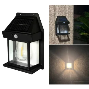 Tungsten Bulb Solar LED Outdoor Garden Wall Light with Sensor Wireless IP65