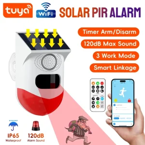 Tuya Smart WiFi Solar Outdoor Motion Detector Alarm Wireless 433MHz Waterproof Pet Immune Siren Sensor for Home PST-CT80WR