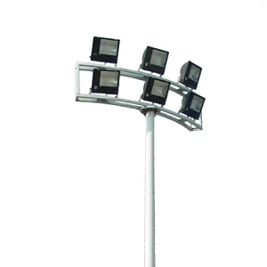 Two Layer One Faced 1.8M Cross Bar 14M Two Section 7M +7M High Mast Six 400W Flood Lights Galvanized Steel 20 Year