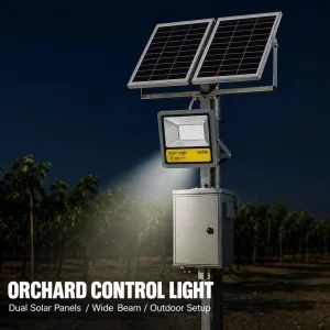 Two Panel Solar Flood Light Monocrystalline Silicon Panel Support 3-5 Days Rainy Backup Orchard Plantation Area