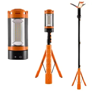 Type C Charging Rechargeable LED Camping Light Tripod Stand 7ft Max Height Portable Cordless Outdoor Hiking IP65 Dimmable