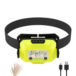 Type-C LED COB Induction Sensor Headlamp, 18650 Rechargeable, Waterproof, for Hiking and Camping
