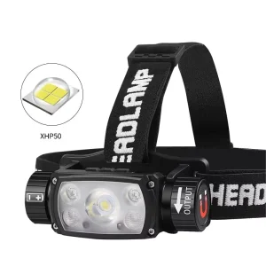 Type-C Rechargeable Waving Sensor Waterproof Outdoor Fishing LED Headlamp