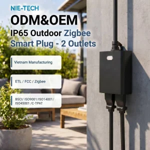 US Standard Zigbee Outdoor Outlet IP65 Waterproof Smart Plug 2 Outlets ETL FCC Certified For Patio String Lights Garden Pump