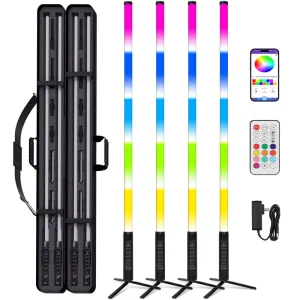 USA in Stock 4Pack TL 150 IP65 Outdoor Large 360 RGBW LED Pixel Tube Light With Case Smart App Control DJ Party Stage Lighting