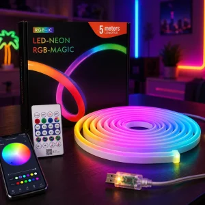 USB Powered 5V LED Neon Strip 1m-10m Pre-Cut RGBIC Smart App Control Flexible PVC Waterproof Neon