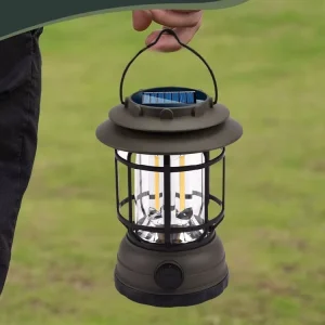 USB Rechargeable Retro Dimmable Horse Camp Lamp Waterproof Vintage LED Portable Tent Light Outdoor Solar Camping Lantern