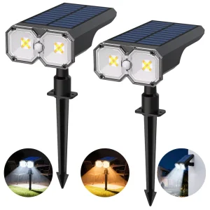 USB Rechargeable Solar LED Garden Lawn Lamp Outdoor Waterproof Landscape Spotlight with Light Sensor
