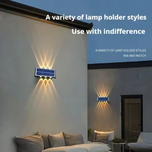 Ultra Bright DC 6 LED Solar Wall Wash Light IP65 Waterproof 6000K Daylight Dusk Dawn Smart Motion Sensor Lamp for Garden Fence