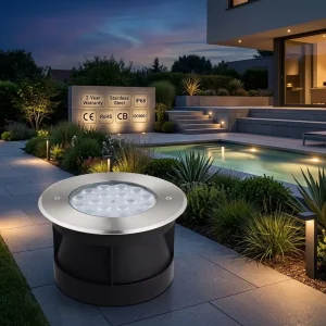 Underground Warm White LED Inground Light IP68 12V Recessed Buried Outdoor Driveway Deck Light Stainless Steel