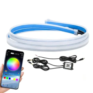 Universal Flexible Colorful Waterproof Tube Car LED Strip Headlight DRL Daytime Running Light With Turn Signal Lamp App Control