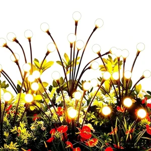 Vignuto Solar Lights Outdoor Waterproof Plastic 4 Pack 32 LEDs Garden Patio Firefly Decoration Unique Gifts Women Grandparents
