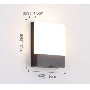 Villa Courtyard Terrace Entrance Outdoor LED IP65 Aluminum PC Square AC Wall Light Black 12W 3-Year Warranty for Garden