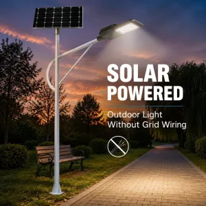 Village Road Split Solar Street Lamp 150W Aluminum PC 5054 LED 105AH Mono Silicon Panel IP66 All Weather Outdoor Path Lighting