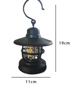 Vintage Battery-Powered LED Camping Lantern, Portable Hanging Tent Light, 20-200LM Stepless Dimming
