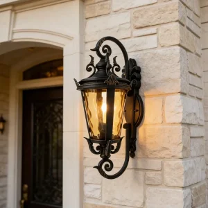 Vintage Black Waterproof IP65 Outdoor Wall Lamp for Villa Porch and Garden