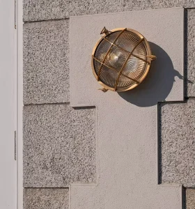 Vintage Industrial Solid Brass Wall Lamp Waterproof Glass Wall Sconce for Outdoor Courtyard Home Cafe Bar