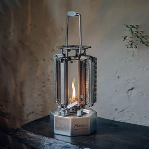 Vintage Kerosene Lamp with Tea Stove, Distressed Outdoor Camping Lantern