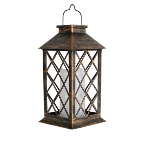 Vintage Outdoor Solar Powered LED Candle Lantern Garden Lawn Villa Decorative Landscape Light IP55 Warm Light Manual Control