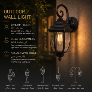 Vintage Outdoor Wall Lantern with Reeded Glass Shade for Porch and Garden Lighting