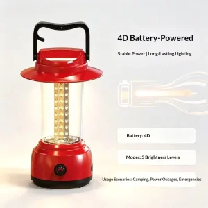 Vintage Portable COB Camping Lamp 5-Level Dimmable Hanging Tent Light with Carry Hook