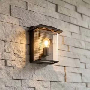 Vintage Retro Outdoor Wall Lamp Durable Matte Black Aluminum Housing Waterproof Patio Light for Courtyard Front Door