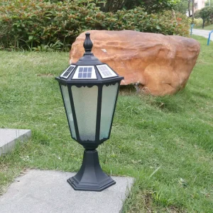 Vintage Simple Style Courtyard Backyard Lantern Shape Outdoor Solar Garden Post Light