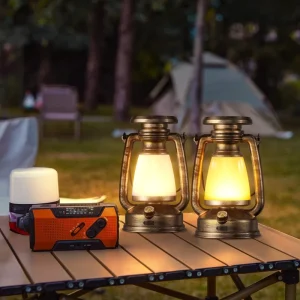 Vintage Solar LED Camping Lamp Outdoor Hanging Lantern Flickering Flame Rechargeable Retro Lamp