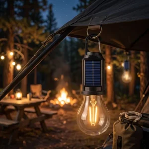 Vintage Solar LED Filament Bulb Portable Camping Light USB Rechargeable Hanging Lantern Outdoor Waterproof Lamp Garden Lighting
