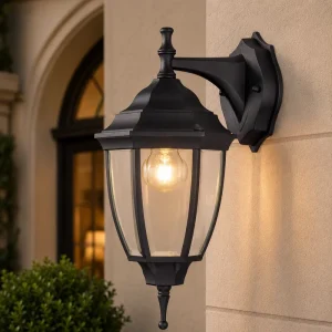 Vintage Waterproof Black Outdoor Wall Lantern Exterior Porch Sconce for Garden Patio Gate Wall-Mounted Lamp