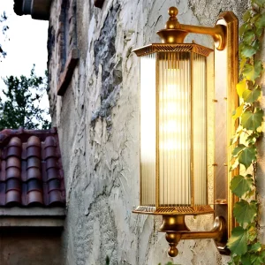 Vintage Waterproof LED Garden Wall Lamps Villa Decorative Glass Shade Outdoor Wall Light