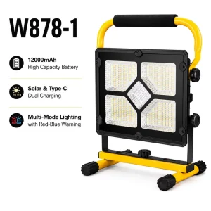 W878-1 Solar LED Flood Light ABS IP44 5V Touch Control 5000K 6000K Daylight for Garden Yard and Outdoor Use