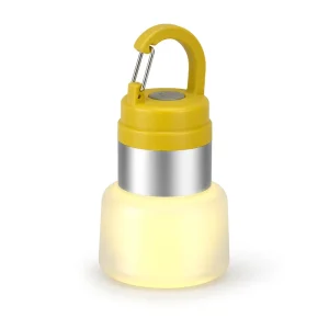 WC-102 Rechargeable LED Camping Lantern with Lithium Battery, Warm White, Hanging Tent Light, Carabiner, and Removable Shade IP65 CE