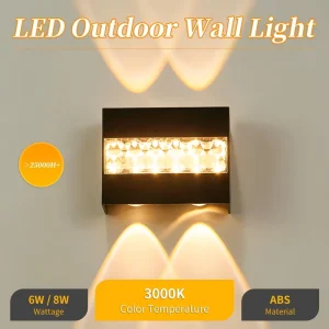 Wall Light Plastic Three Sided Luminous Black Warm Light Outdoor Garden Wall Lights Wall Mounted Wall Lamps