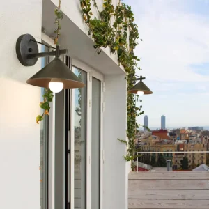 Wall Mounted Gooseneck Vintage Conical Wall Lamp Outdoor Indoor IP44 Waterproof 2700K Gold Bronze Barn Light Porch Light