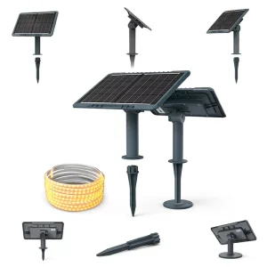 Warm White IP65 Solar LED Strip Light with 10m Length LiFePO4 Battery 100W Power for Garden Road Use Outdoor Landscape Lighting