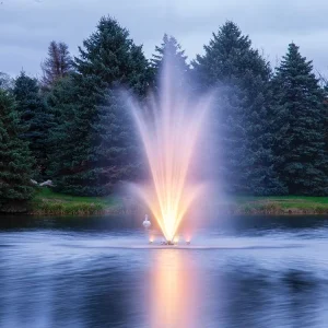 Water Faery Durable Decorative Music Floating Fountain Multicolored LED Light Stainless Steel Water Feature Garden Pool