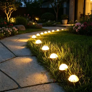 Waterproof Battery Wide Half Dome Stake Lights Warm White Low Half Ball Ground Spike String Lights Outdoor Lawn Path Lamp