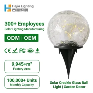 Waterproof Cracked Glass Solar Globe Light with Warm White Ball Light for Lawn