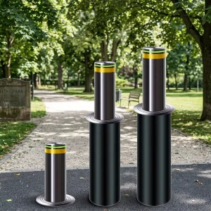 Waterproof Crash-Rated K8 Hydraulic Bollard CE Certified 304 SS Anti-Ram-Raid Rising Post Remote & Key Control EU Standard